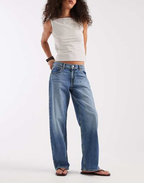 GAP 90's loose straight leg jeans in mid blue wash - view 1