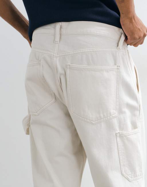 GAP 90s loose straight leg jeans with side pocket detailing in ecru, 2 of 5