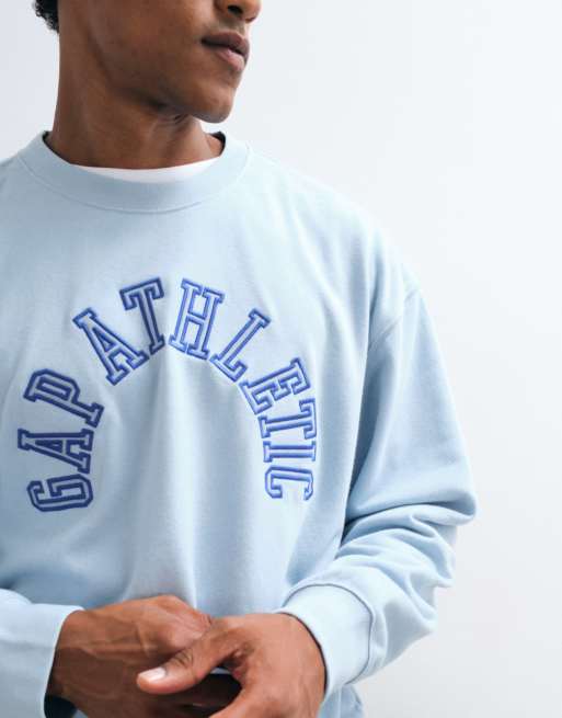 GAP athletic logo crew neck sweater in coastal blue, 2 of 5
