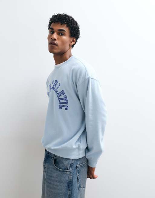 GAP athletic logo crew neck sweater in coastal blue, 5 of 5