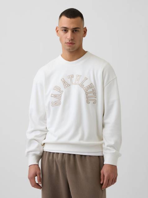 GAP athletic logo crew neck sweater in off white - view 1