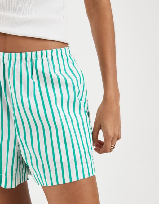 GAP baggy drawstring linen shorts in mint stripe, 5 of 5