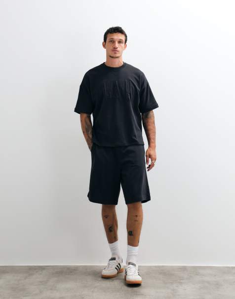 GAP baggy sweat shorts and t-shirt co-ord in black - view 1