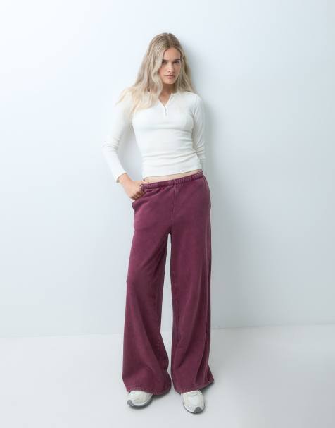 GAP baggy wide leg joggers in burgundy - view 1