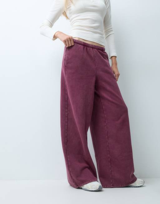 GAP baggy wide leg joggers in burgundy, 2 of 5
