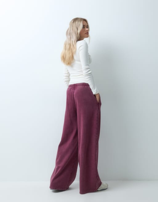 GAP baggy wide leg joggers in burgundy, 4 of 5