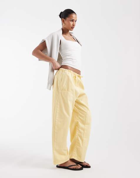 GAP barrel cotton trouser in yellow