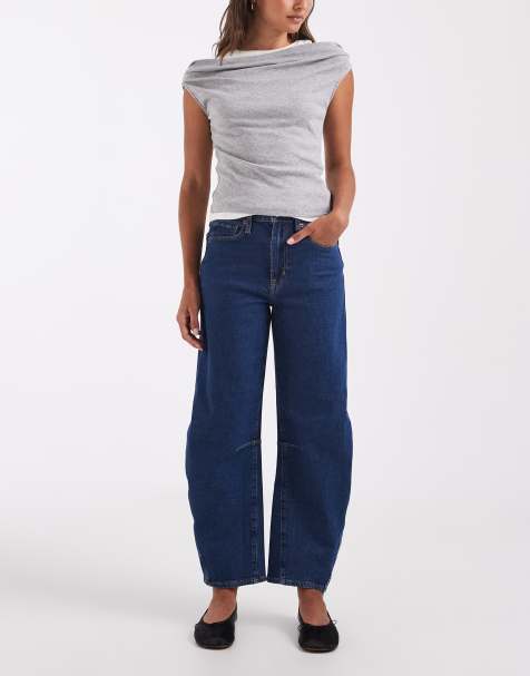 GAP barrel fit jeans in dark wash blue - view 1