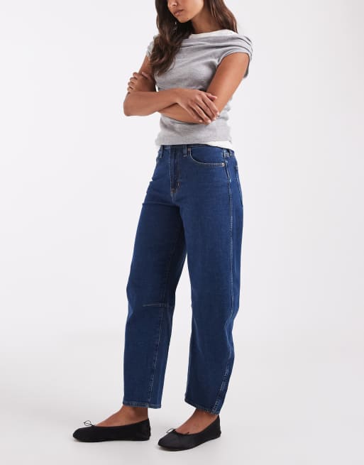 GAP barrel fit jeans in dark wash blue, 2 of 5