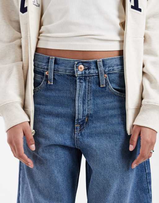 GAP barrel leg jeans in mid indigo blue, 5 of 5