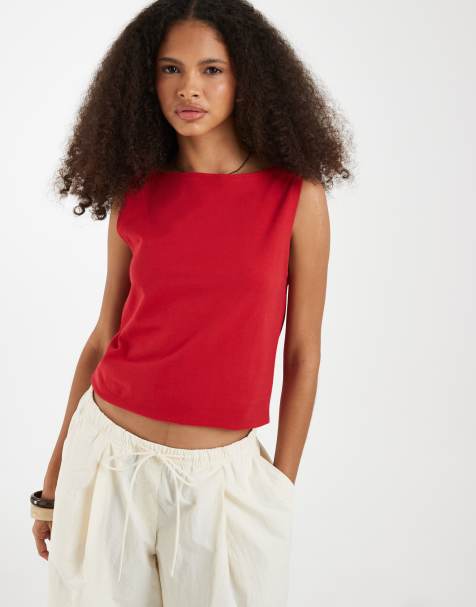 GAP boatneck tank top in dark red - view 1
