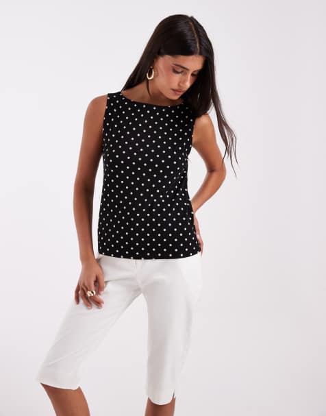 GAP boatneck tank top with polka dot in black - view 1