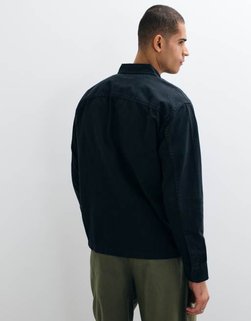 GAP boxy fit twill shirt in charcoal grey, 2 of 5