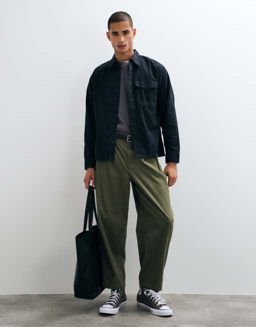 GAP boxy fit twill shirt in charcoal grey, 3 of 5