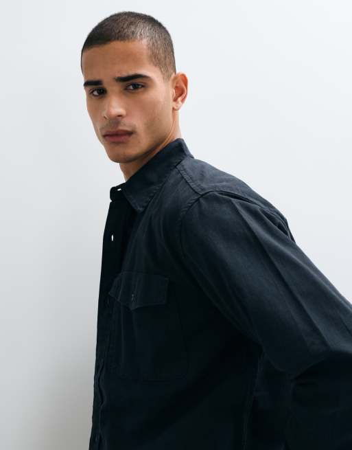 GAP boxy fit twill shirt in charcoal grey, 5 of 5