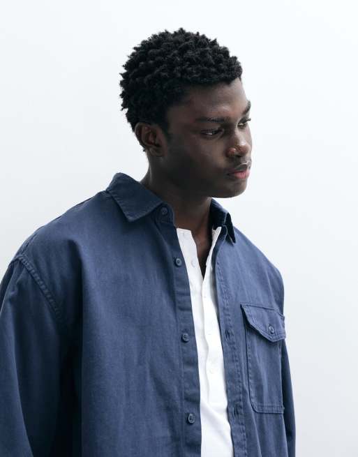 GAP boxy fit twill shirt in vintage navy, 2 of 5