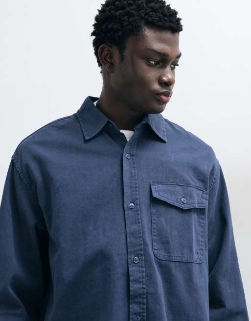 GAP boxy fit twill shirt in vintage navy, 4 of 5