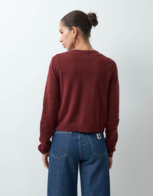 GAP Cashsoft argyle knitted cardigan in burgundy , 3 of 5