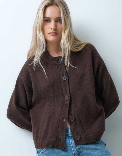 GAP cashsoft barrel sleeve knitted cardigan in brown, 2 of 4