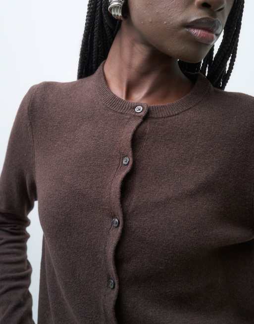 GAP Cashsoft cropped knitted cardigan in brown, 4 of 4