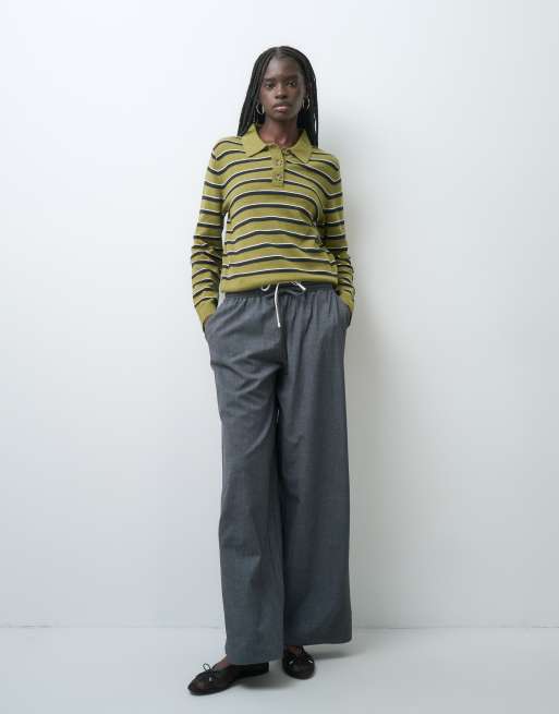 GAP Cashsoft knitted striped polo top in green, 4 of 4
