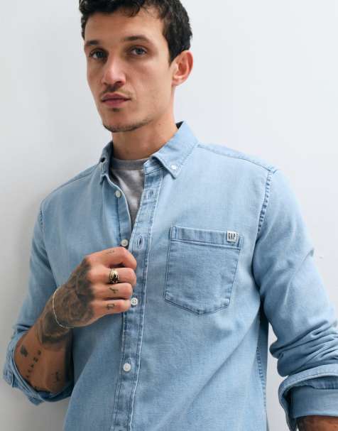 GAP chambray shirt in light wash blue - view 1