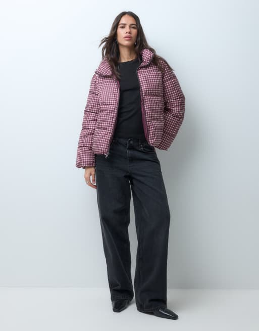 GAP checked padded jacket in burgundy , 2 of 4