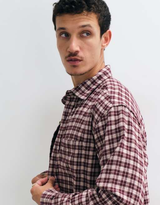 GAP checked shirt in burgundy , 4 of 5