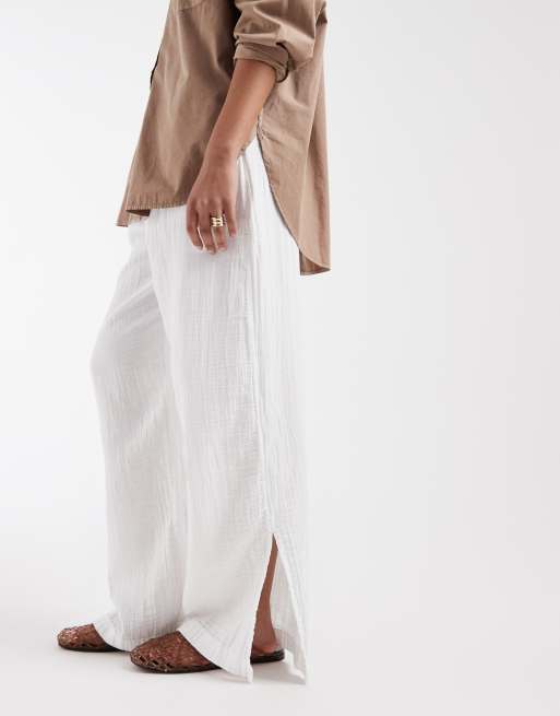 GAP cheesecloth pull on wide trouser in white, 5 of 5