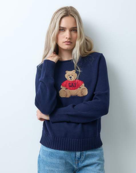 GAP chest bear knitted jumper in navy - view 1