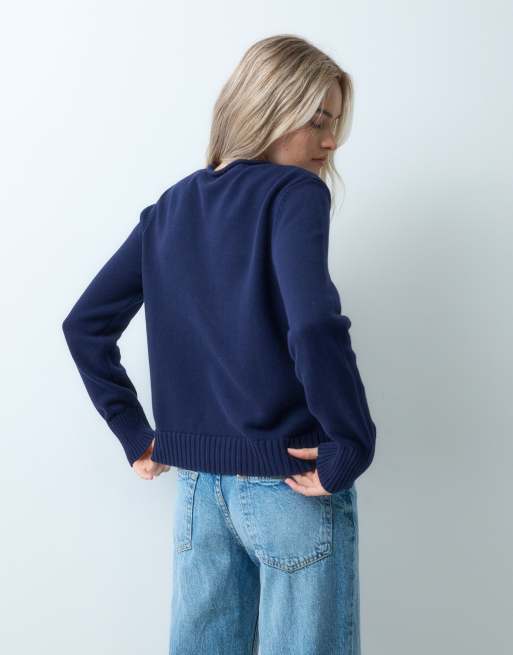 GAP chest bear knitted jumper in navy, 3 of 4
