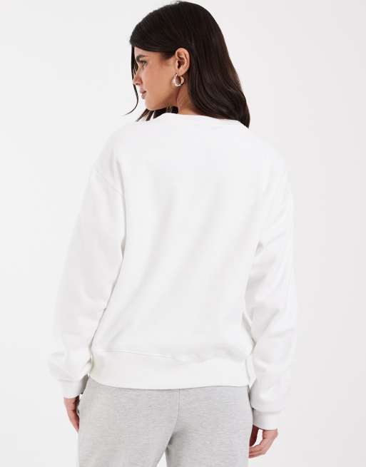 GAP chest logo bear print crew neck sweatshirt in white, 2 of 4