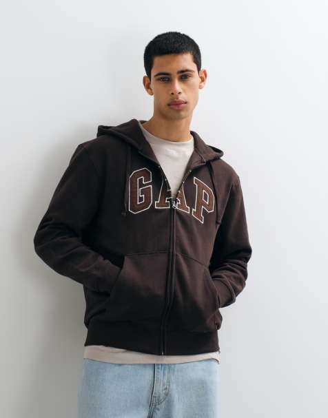 GAP chest logo hoodie in brown - view 1