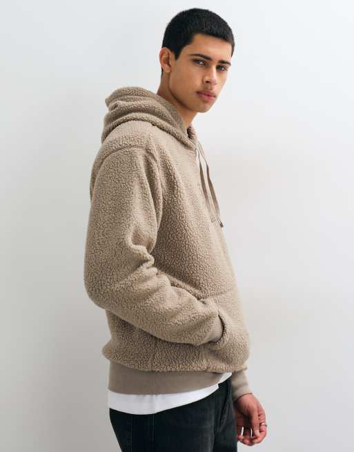 GAP chest logo teddy borg hoodie in stone beige, 2 of 5