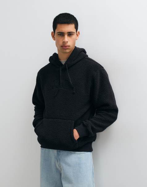 GAP chest logo teddy borg hoodie in stone black - view 1