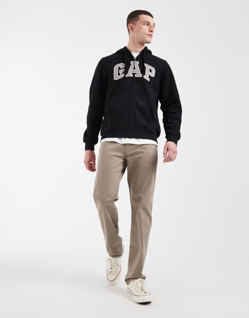 GAP chest logo zip up hoodie in black, 2 of 5