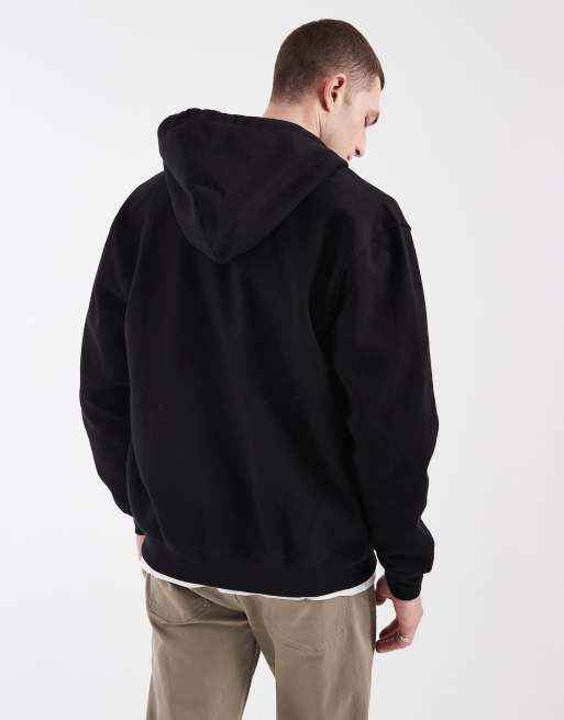 GAP chest logo zip up hoodie in black, 5 of 5