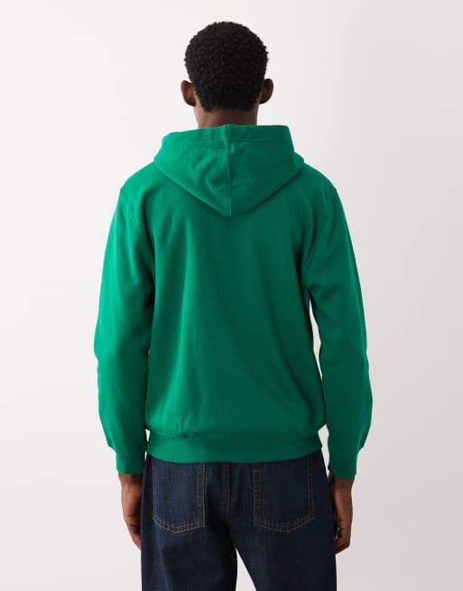 GAP chest logo zip up hoodie in green, 3 of 5