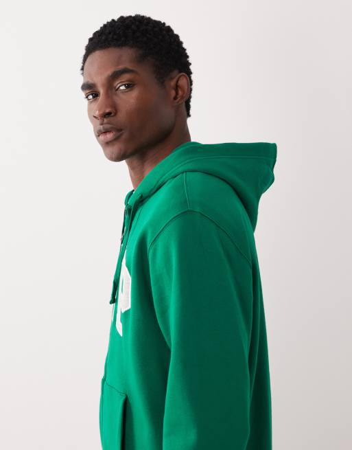 GAP chest logo zip up hoodie in green, 4 of 5