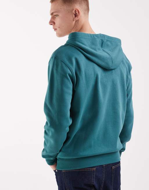 GAP chest logo zip up hoodie in teal, 5 of 5