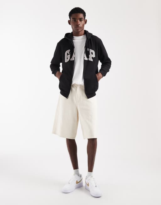GAP chest logo zip up hoodie in true black, 2 of 5