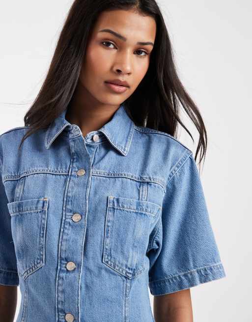 GAP cinched in waist denim shirt in light blue, 4 of 4