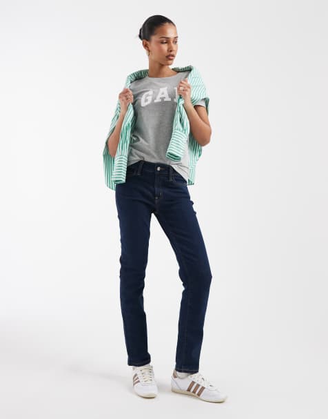 GAP classic straight leg jeans in dark wash indigo blue - view 1