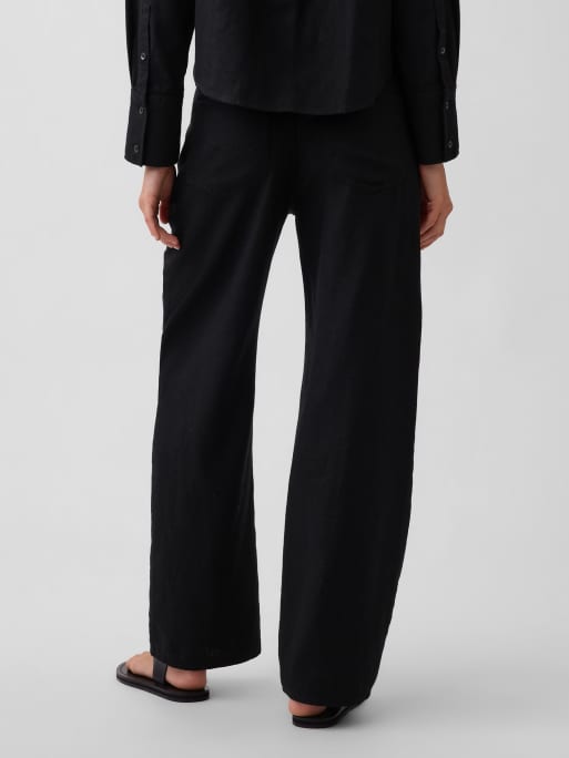 GAP co-ord linen mix trouser in black, 3 of 4
