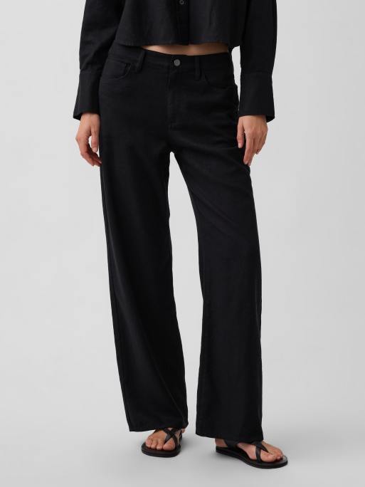 GAP co-ord linen mix trouser in black, 4 of 4