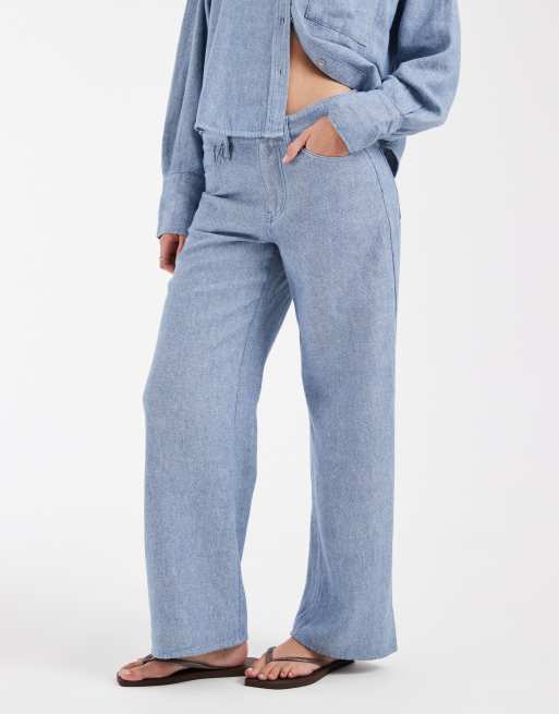 GAP co-ord linen mix trouser in blue, 2 of 5
