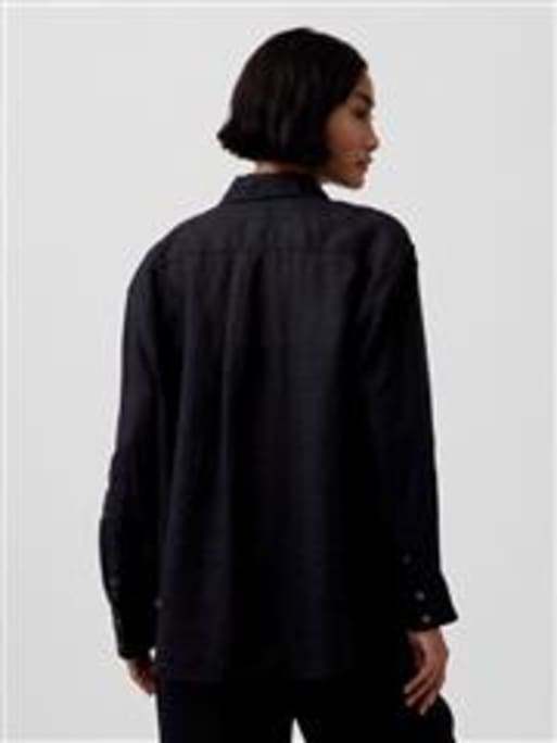 GAP co-ord relaxed fit linen mix shirt in black, 4 of 4