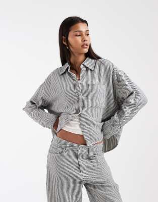 Gap Co-ord Striped Linen Mix Shirt In Neutral