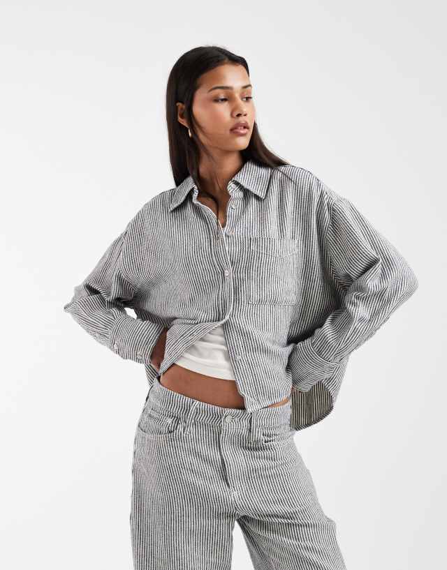 GAP co-ord striped linen mix shirt in ecru | ASOS