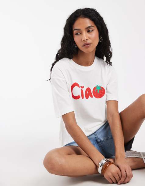 GAP tomato print boxy t-shirt in white